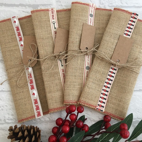 Handmade Christmas Money Wallet Hessian Envelope Fabric Gift Wallet