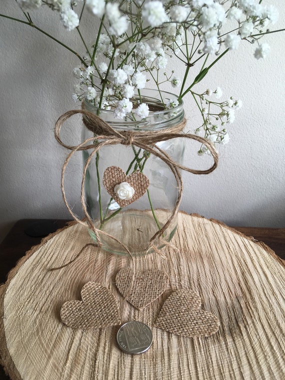 Hessian Table Decoration Heart Confetti Rustic Country Wedding Table Setting Card Embellishments