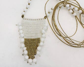 Macrame jewelry, macrame necklace, boho necklace, beaded macrame, beaded jewelry, white lava jewelry, semi precious macrame jewelry