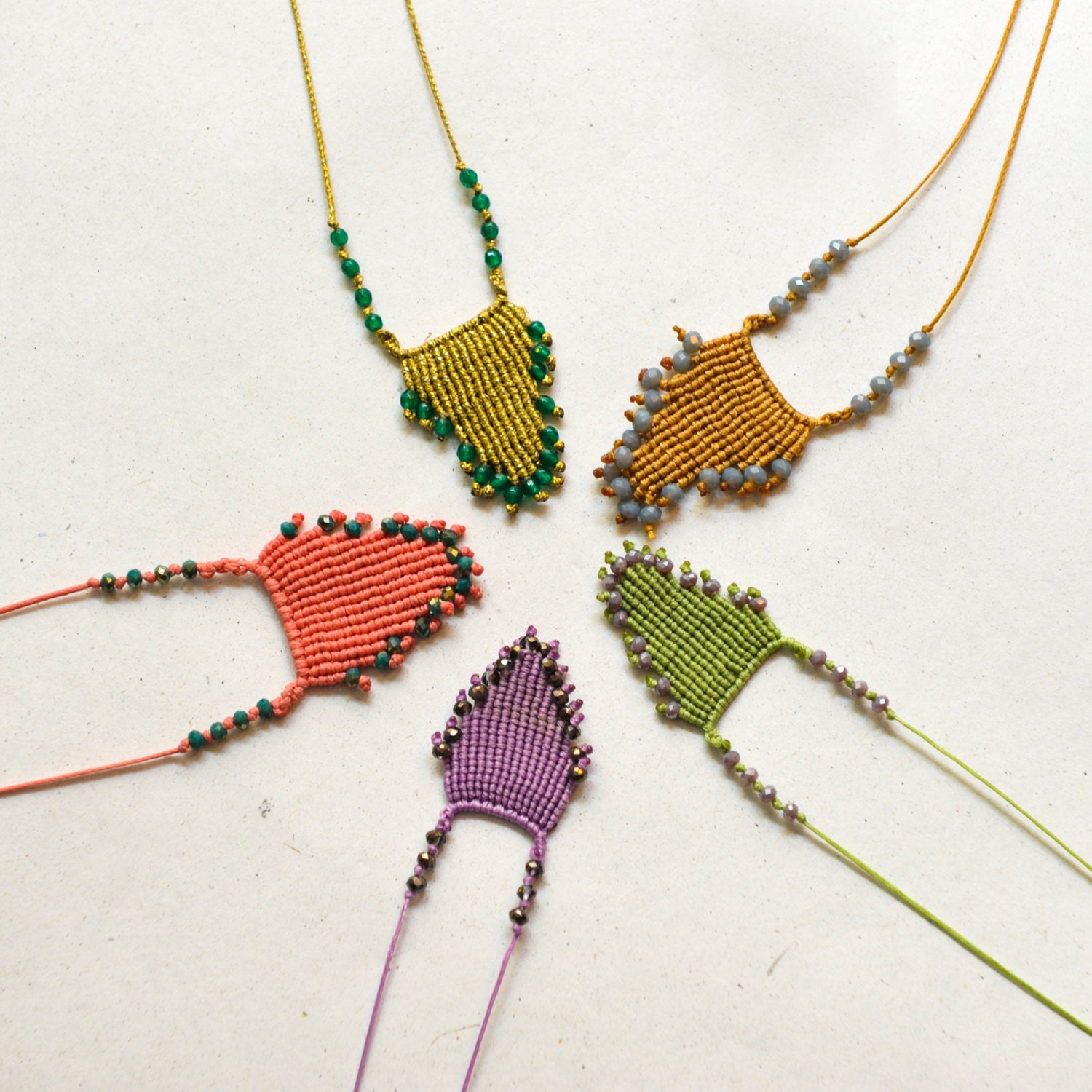 Macrame jewelry macrame necklace boho necklace beaded Etsy