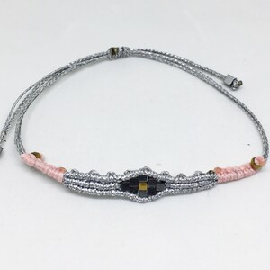 Silver Evil Eye - Macrame bracelet - hematite Evil Eye Bracelet - Protection bracelet - Friendship Bracelet - Micro Macrame bracelet-Boho br