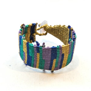 Macrame Cuff Bracelet, friendship bracelet, bead macrame bracelet, boho macrame, gold bracelet, semi precious stone bracelet, boho jewelry