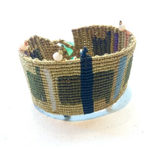 Macrame Cuff Bracelet, friendship bracelet, bead macrame bracelet, boho macrame, gold bracelet, semi precious stone bracelet, boho jewelry