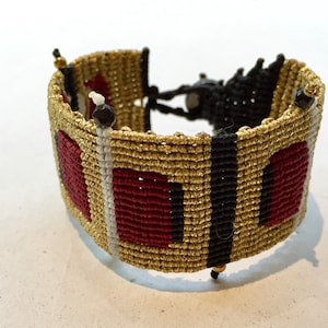 Macrame Cuff Bracelet, friendship bracelet, bead macrame bracelet, boho macrame, gold bracelet, semi precious stone bracelet, boho jewelry