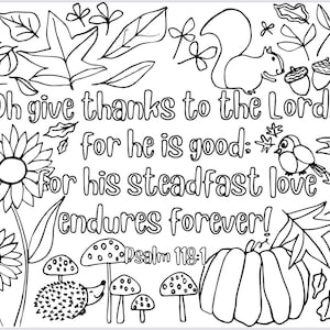 Thanksgiving Coloring Page “Oh Give Thanks to the Lord!” Printable Coloring Page - Printable - Activity Page - Digital Print - Thankful Page