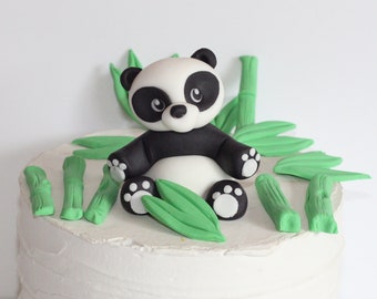Fondant Panda BEAR and Bamboo Cake Toppers