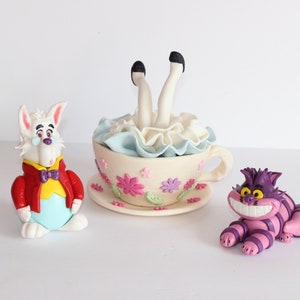 Fondant Tea Cup Rabbit Cat Lock Cake Topper