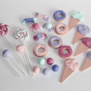 Fondant Candyland Themed  Cake Toppers Pastel Girly Colors