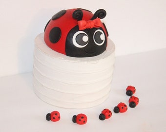Fondant Large Lady Bug Cake Topper