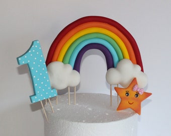 Fondant Nursery Rhyme Twinkle Twinkle Little Star and Rainbow Cake topper Nursery Rhyme Baby Boy