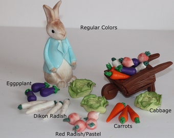 Fondant Vegetables Garden Rabbit Cake Decoration