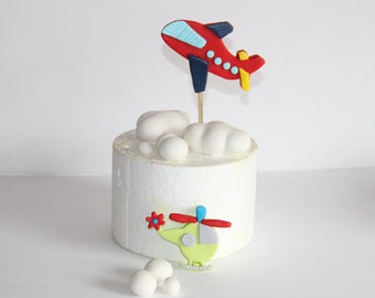 Fondant Airplane and Helicopter Cake Topper