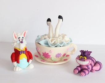 Fondant Tea Cup Rabbit Cat Lock Cake Topper