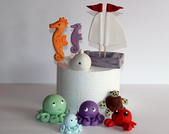 Fondant Octopus Under Sea Creatures Decoration Sugar Cake Topper Ocean Theme