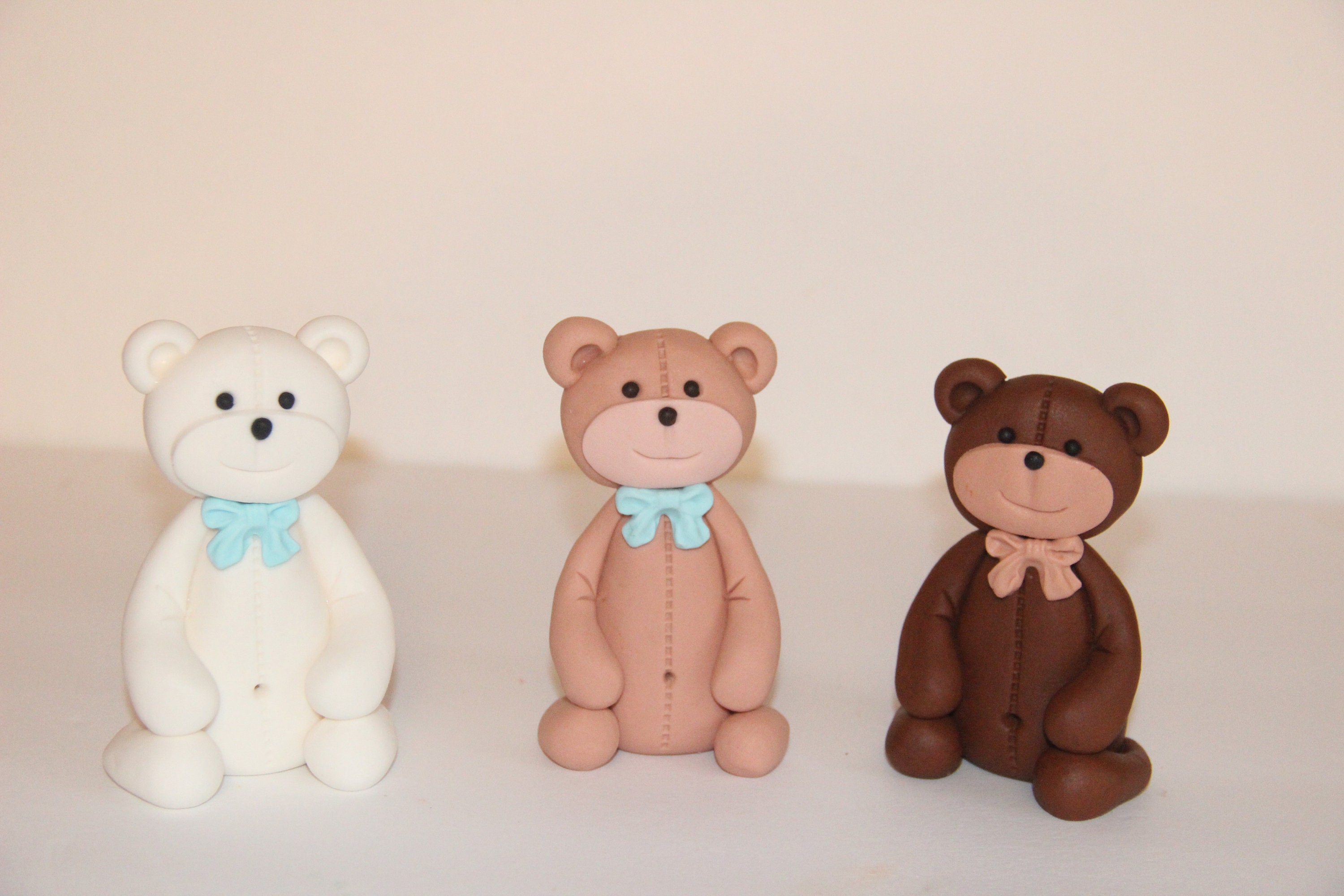 Fondant Teddy Bear Cake Topper Baby Shower Welcome Baby First Birthday ...