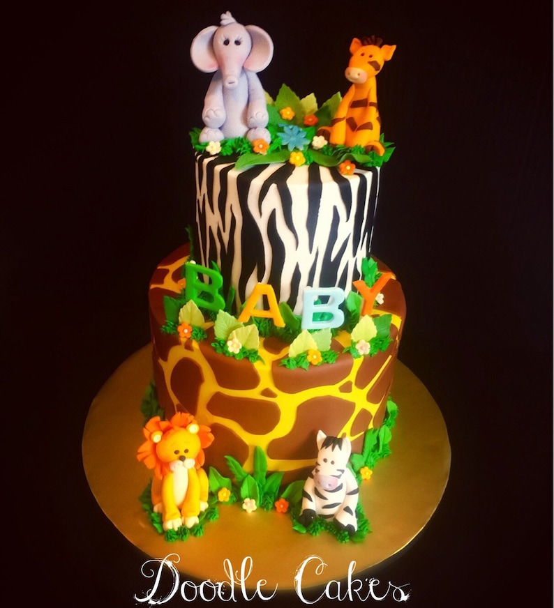 Fondant Safari Animals Cake Toppers Elephant Lion Zebra Hippo | Etsy