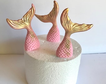 Fondant Mermaid Tail Fondant Mermaid Tail Cake Topper Sugar Sea Shells Ocean Boho Beach Wedding Decoration