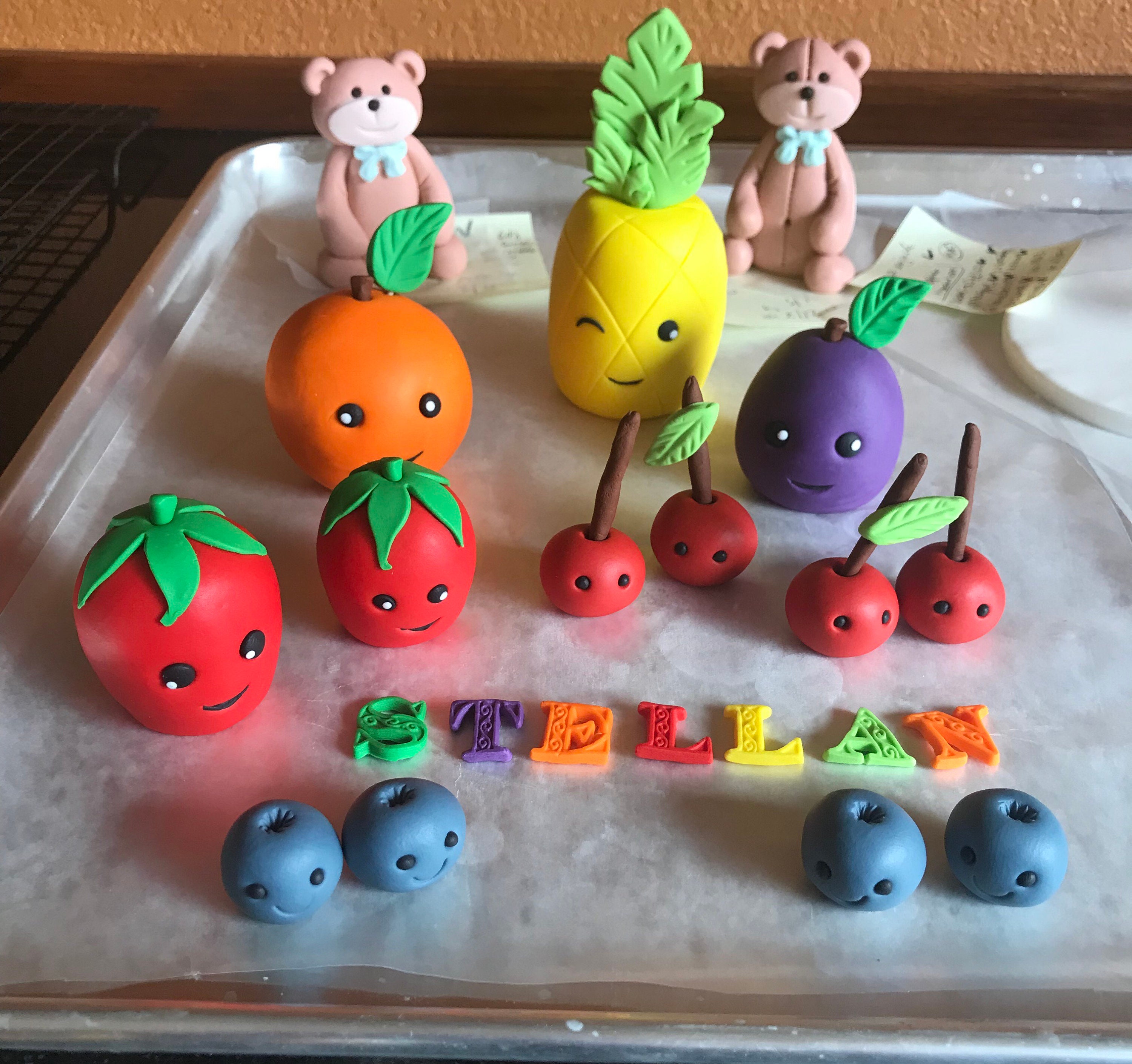 Fondant Fruits Cake Toppers Melon Lemon Orange Pineapple | Etsy