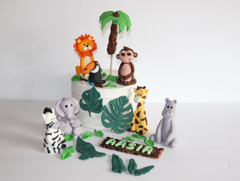 Fondant Safari Animals Cake Toppers Elephant Lion Zebra Hippo - Etsy