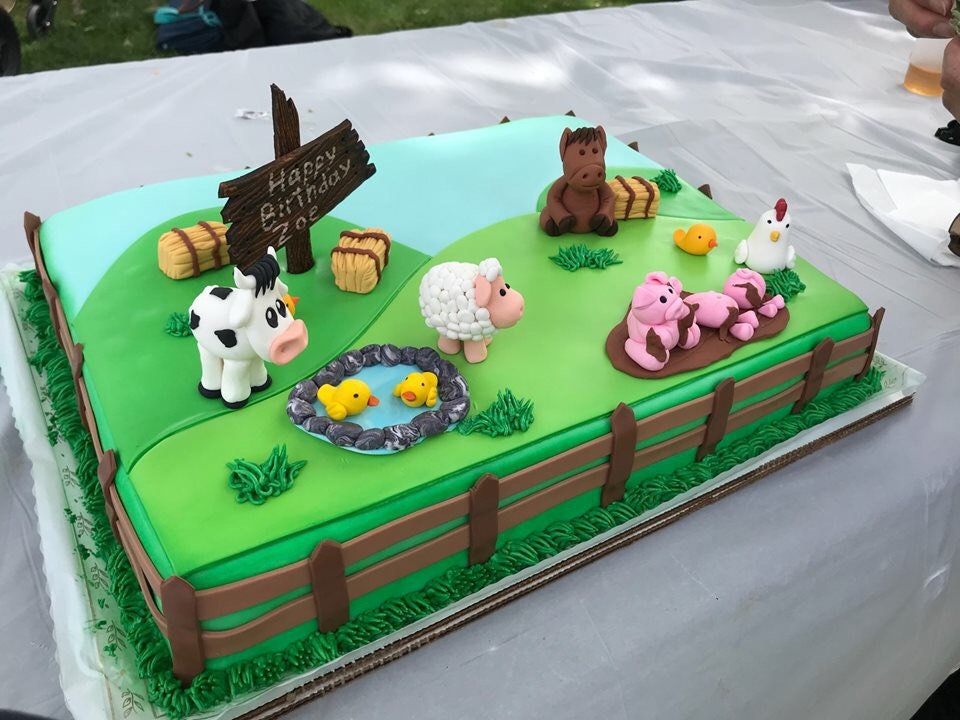 Fondant animaux de la ferme décoration de gâteau vache âne mouton