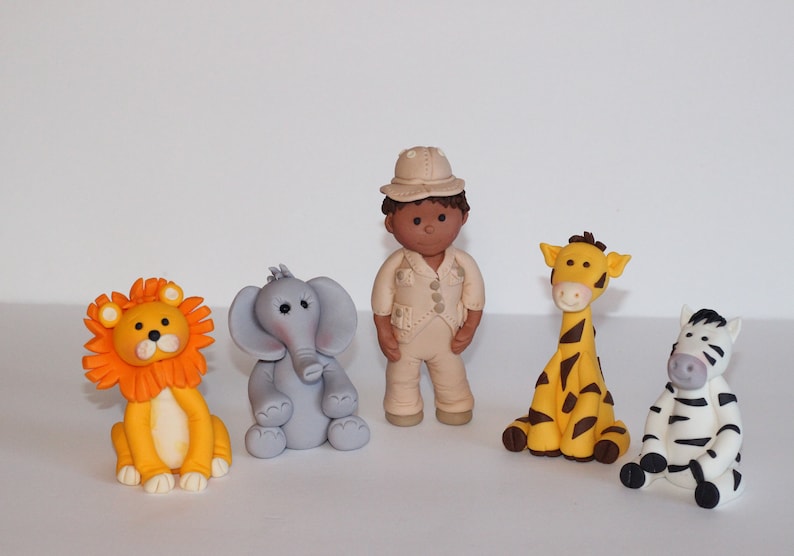 Fondant Safari Animals Cake Toppers Elephant Lion Zebra Hippo | Etsy