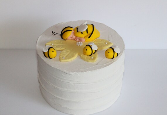 Fondant Baby Bumble Bee Topper Christening Baptism Girl Or Boy Etsy