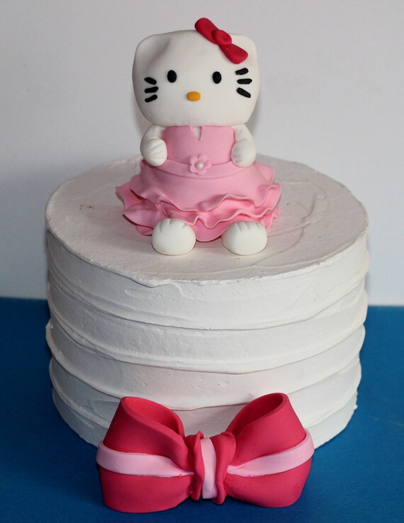 Fondant Cake Topper Hello Kitty Birthday Party Etsy