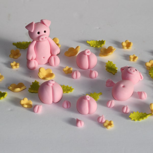 Fondant Pigs in Mud Toppers Farm Party Birthday Cake Decoration