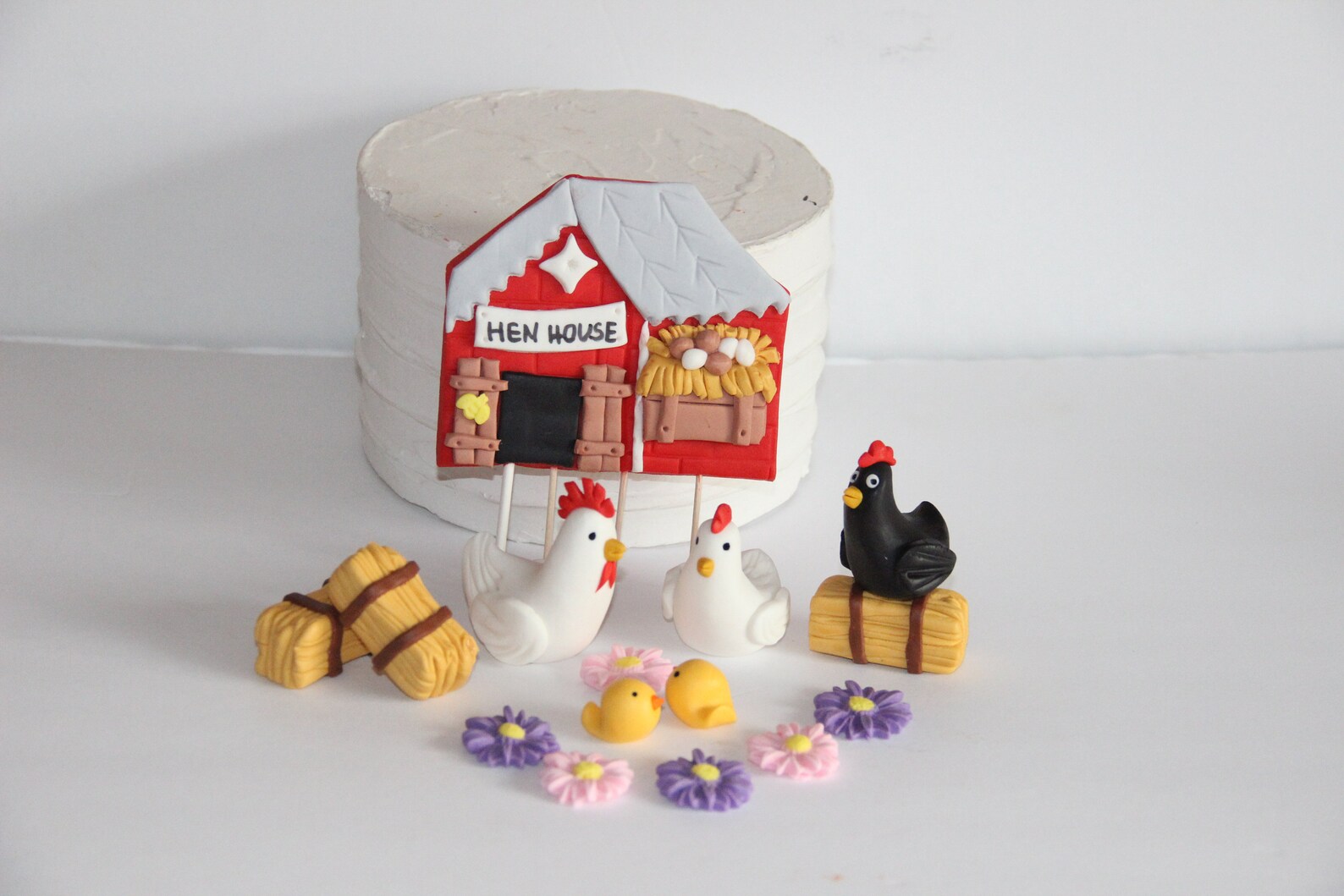 Fondant Chicken Coop Hen House Cake Decoration Etsy
