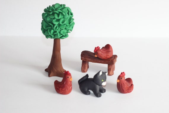 Fondant Chicken Coop Cat Tree And A Bench Cake Decoration Farm Theme Retirement Party Birthday Cake Decoration