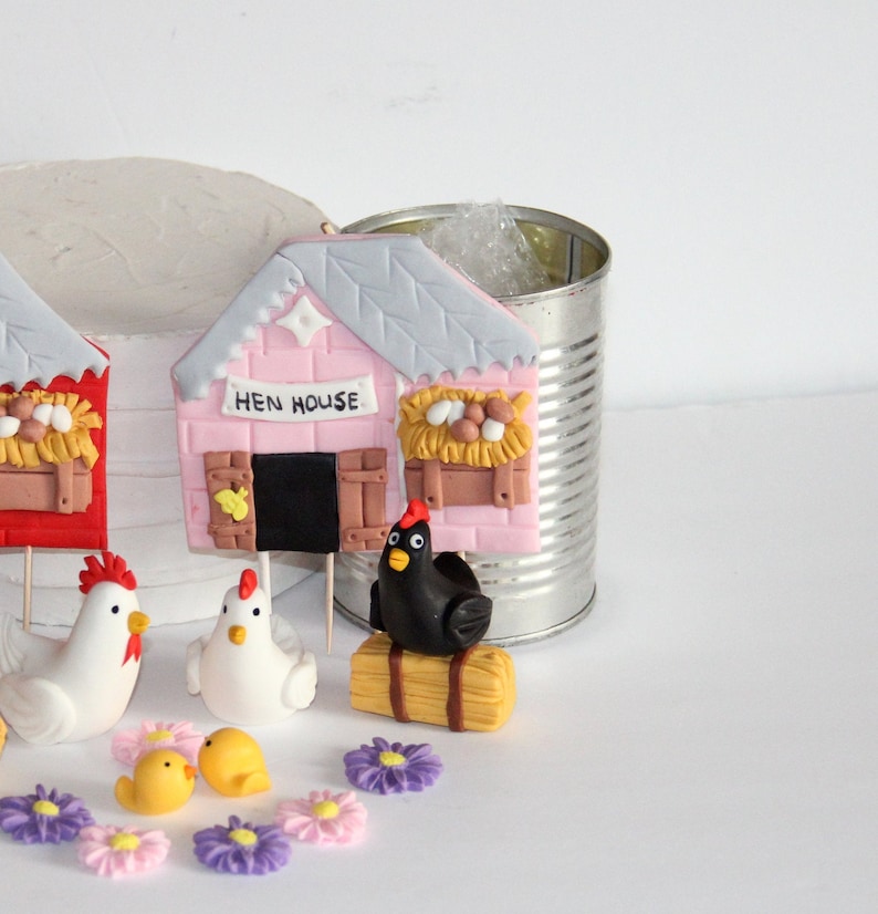 Fondant Chicken Coop Hen House Cake Decoration Etsy
