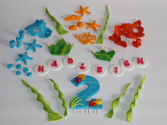 Fondant Under The Sea Cake Topper Decoration Large Age Number Topper for Boys