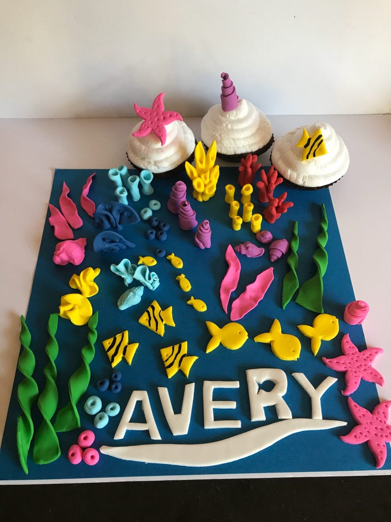 Fondant Under The Sea Kit Edible Sugar Cake Cupcake Topper Etsy