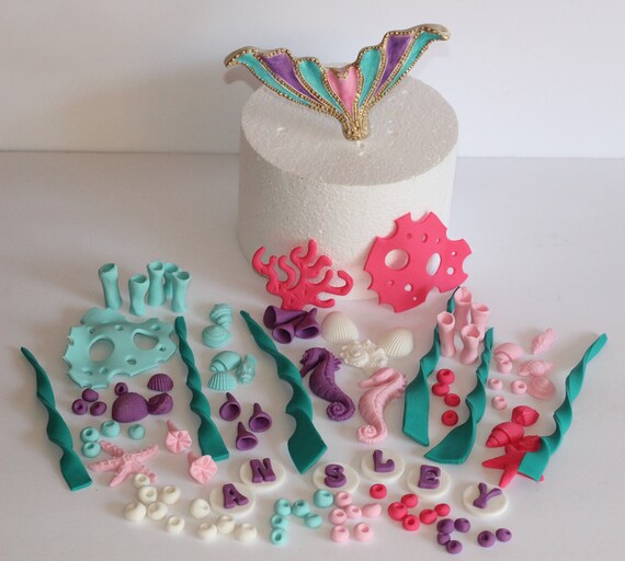 Fondant Under The Sea Cake Topper Decoration Mermaid Party Etsy