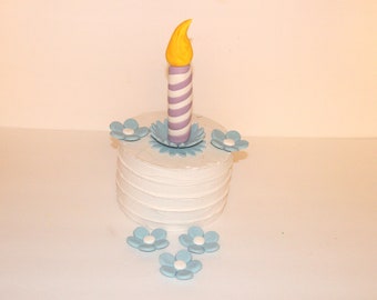 Fondant Candle Tea Cup Rabbit Cat Lock Cake Topper