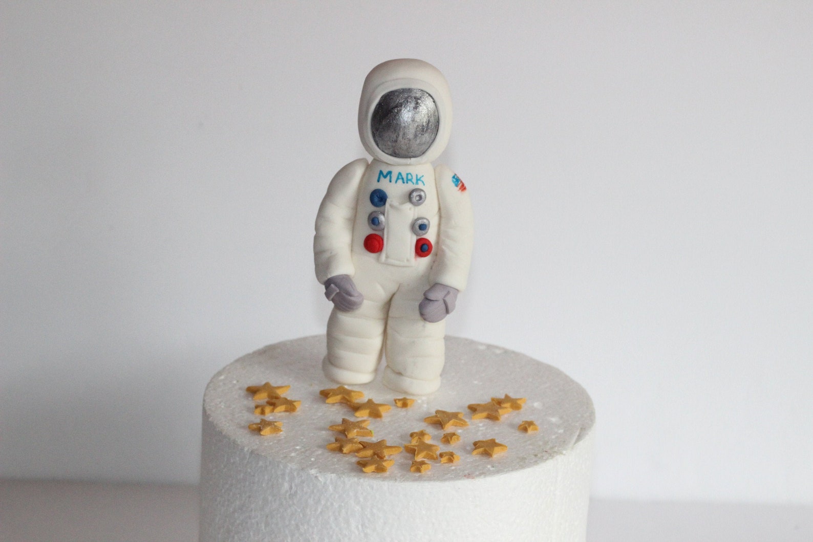 Fondant Astronaut Cake Topper and Golden Stars Etsy