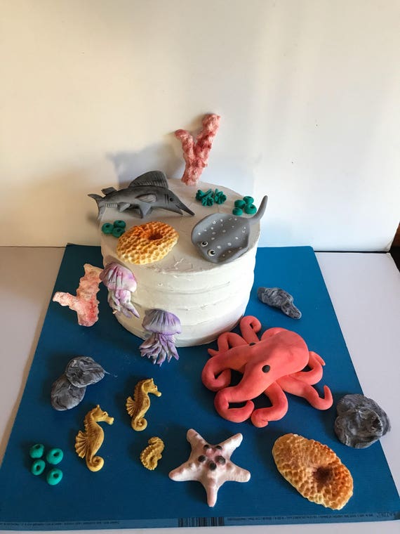 Fondant Twilight Zone Underwater Theme Cake Fondant Decoration Etsy
