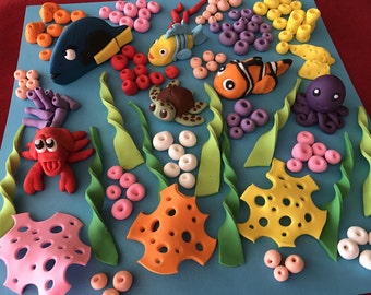 Fondant Under the Sea Kit Edible Sugar Cake Cupcake Topper Large Kit