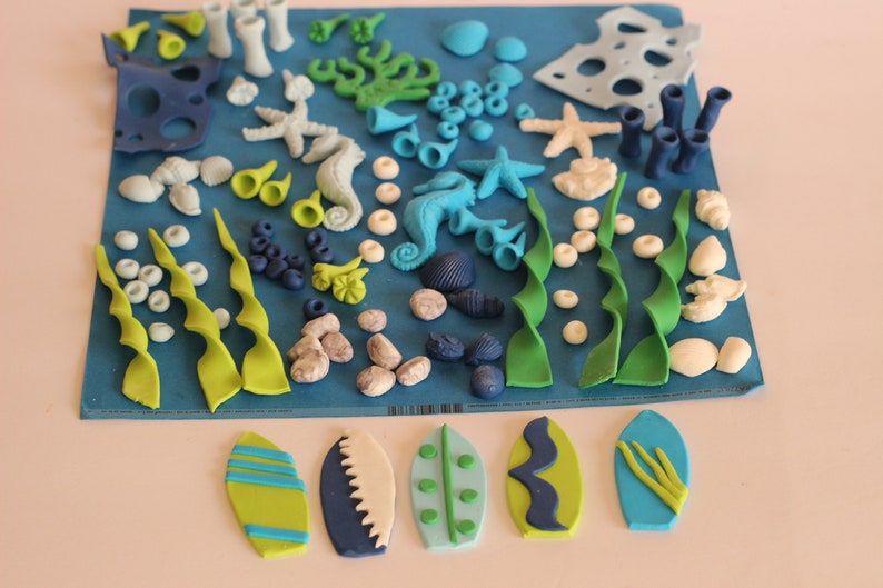 Fondant Under The Sea Cake Toppers or Surfboards Decoration Beach Cake Decoration