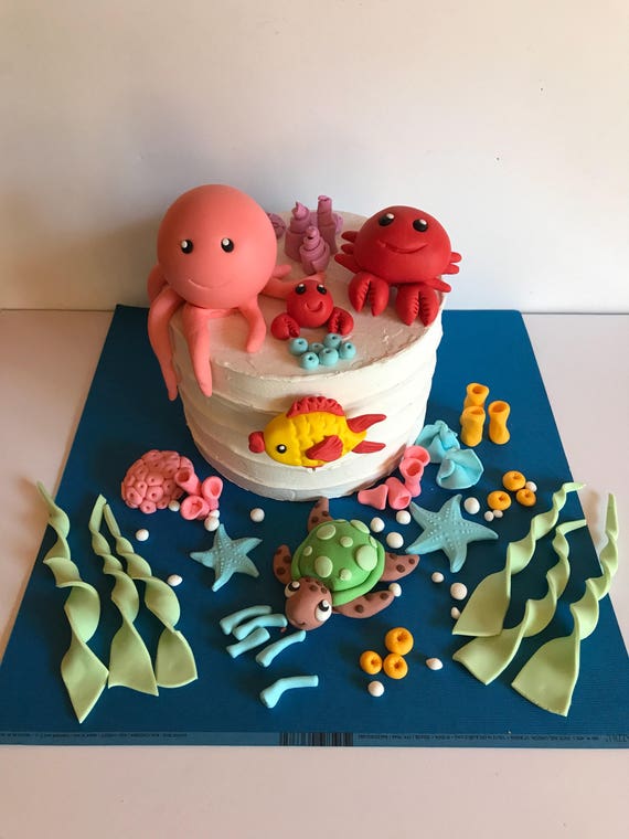 15 PCS Sea Ocean Theme Birthday Cake Decoration Toppers Fishing Cake Ocean  Animals Sea Cake Decorations for Under the Sea Theme Baby Shower Birthday  Party Supplies : : Toys & Games