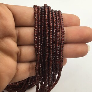 Garnet Gemstone, January birthstone, Red garnet, GARNET RONDELLES, AAA, 3-3.5 mm, Merlot Burgundy Red, faceted,January birthstone