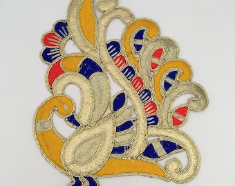Peacock Patch Appliques,Thread Embroidered Craft,Indian Bridal Sewing,Peacock Appliques,Multicolor Craft, Dress Decor Patches By 2 Pcs