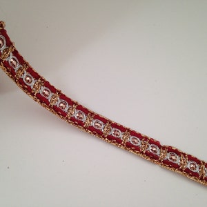 Indian Handmade Thread Embroidered, Designer Trim Sequins and beaded lace, Decorative Fabric Trim, Sari Border, Supplies lace By 1 Yard