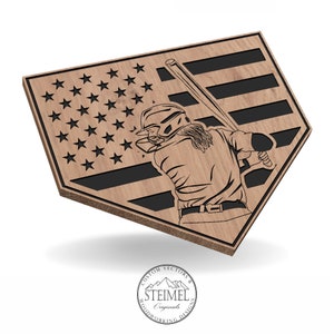 Home Plate American Flag Softball Player SVG, Vector, Laser Engraving, CNC, Cricut
