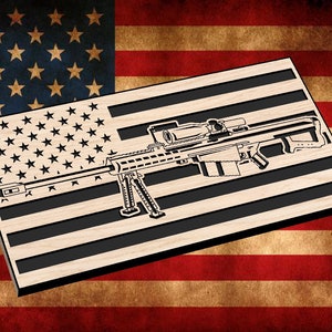 Barrett M82A1 Sniper American Flag SVG, Military, Veteran, USA, cod, special operations, memorial, Vector, Laser Engraving, CNC, Cricut