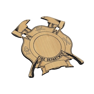 Cruz de Malta con hachas y tributo a la bandera estadounidense SVG, Departamento de Bomberos, Bomberos, Primeros Respondedores, Grabado láser, CNC, Cricut, Glowforge