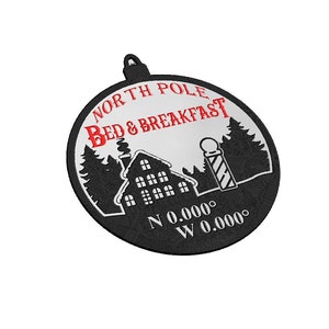 Noordpool Bed and Breakfast ornament SVG, teken, kerstman, kerst, winter, sneeuw, vakantie, vector, lasergravure, CNC, Cricut, Glowforge