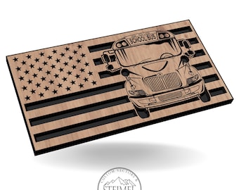 School Bus American Flag, American Flag, America, USA, School Bus, Transportation, Bus Driver, SVG, Laser Engraving, CNC, Cricut