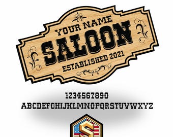 Niestandardowy szyld saloonu SVG, dekoracja baru w stylu western, plik wycinany laserowo