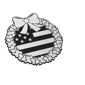American Flag Holiday Wreath Sign SVG, Patriotic, Christmas, USA, Door Hanging, Winter, Vector, Laser Engraving, CNC, Cricut, Glowforge